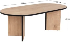 Table basse ovale en aggloméré Sable (Chêne, Noir)