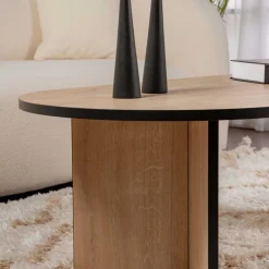 Table basse ovale en aggloméré Sable (Chêne, Noir)
