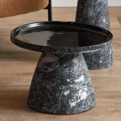 Table d'appoint en métal Mosaic Marble (Noir)