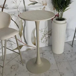Table de bar en métal et MDF Alaska 60 x 106 cm (Crème)