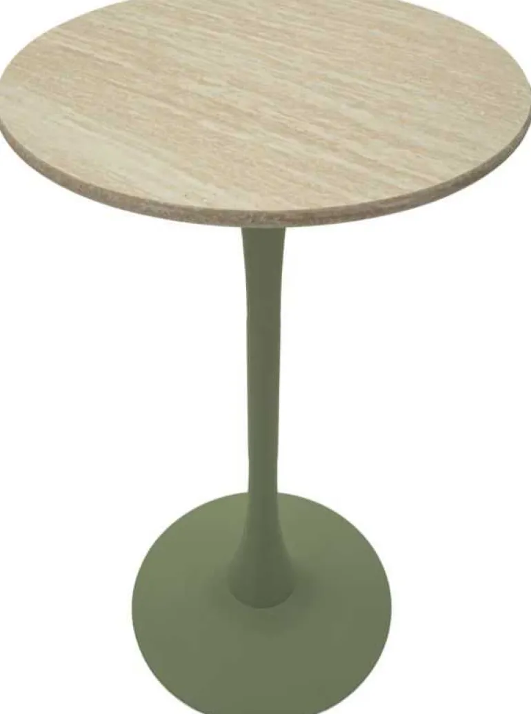 Table de bar en métal et MDF Alaska 60 x 106 cm (Vert et crème)