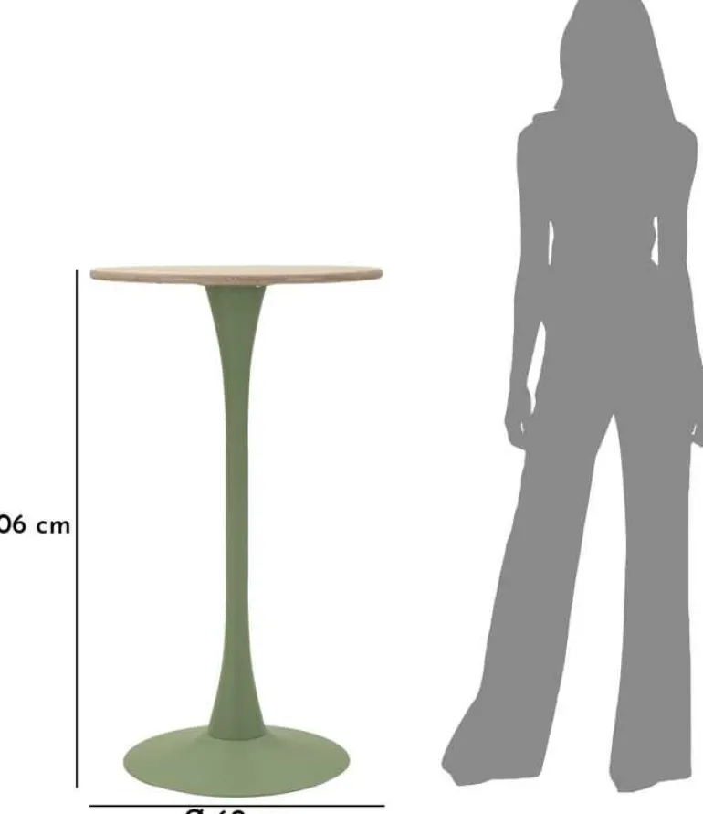 Table de bar en métal et MDF Alaska 60 x 106 cm (Vert et crème)