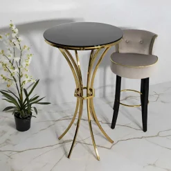 Table de bar en métal et verre Shanty 60 x 108 cm