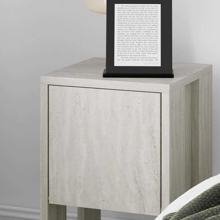 Table de chevet avec rangements Ema (Travertine)