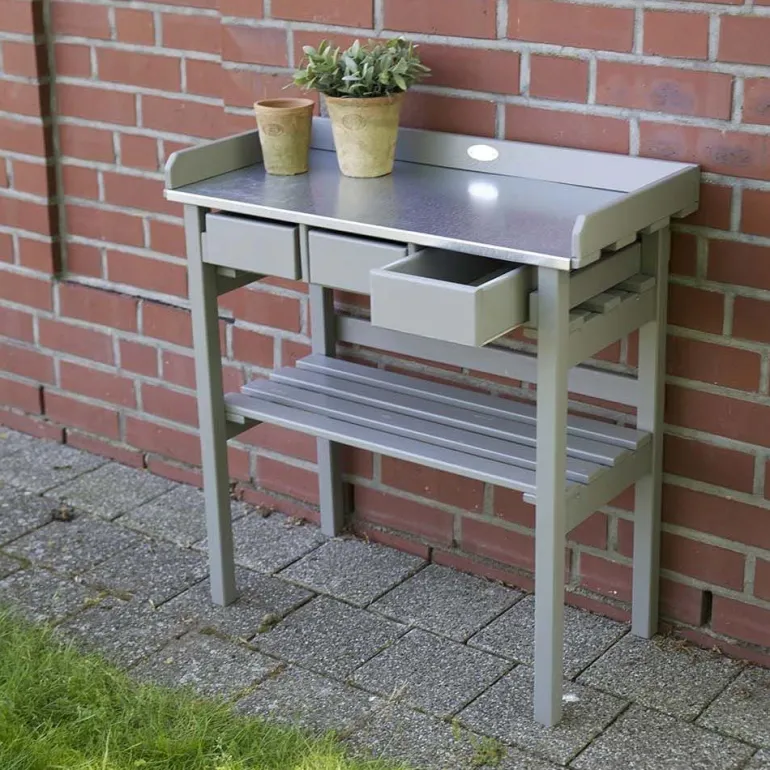 Table de jardinage en pin et zinc (Gris)