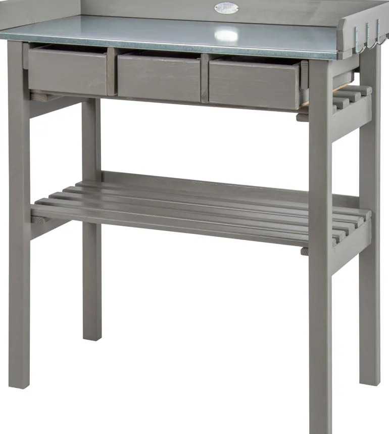 Table de jardinage en pin et zinc (Gris)