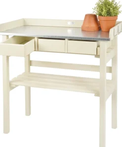 Table de jardinage en pin et zinc (Blanc)
