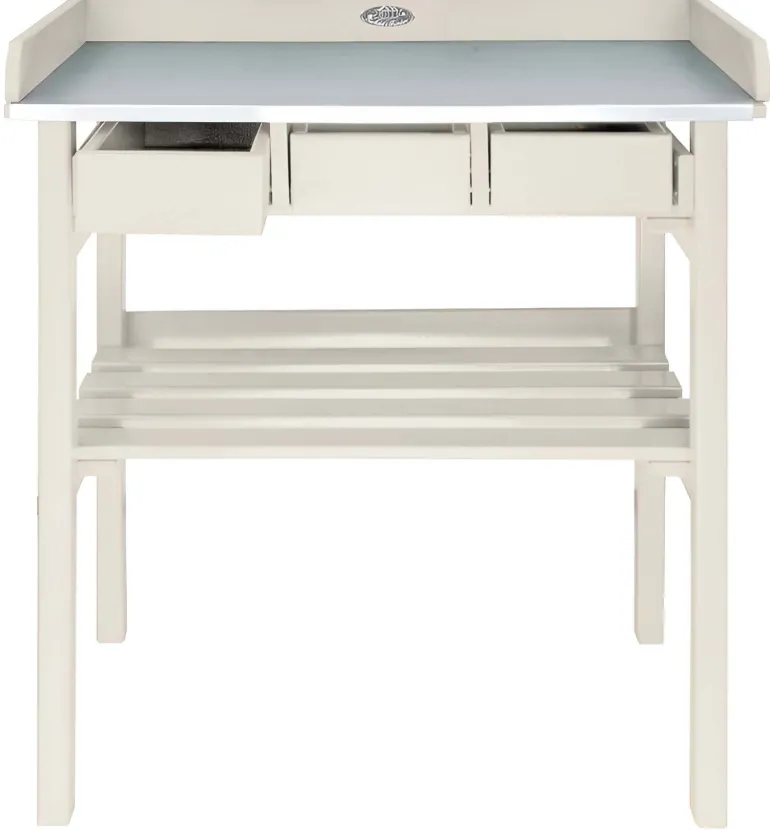 Table de jardinage en pin et zinc (Blanc)