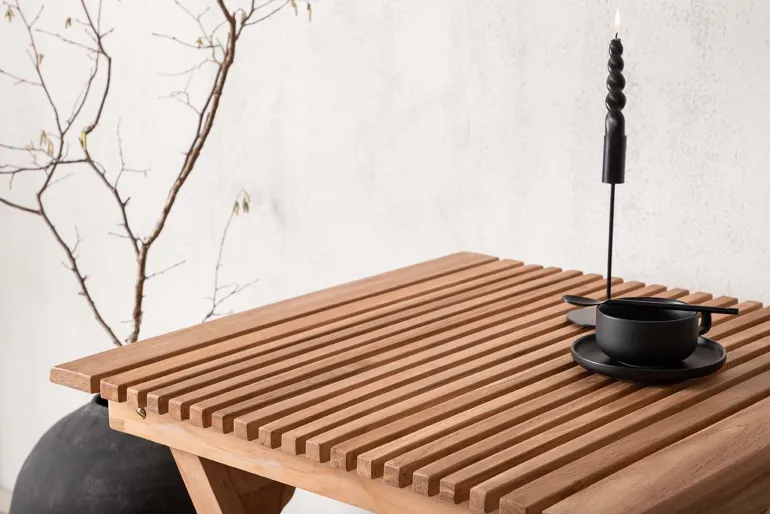 Table de jardin pliante carré 70 x 70 cm en teck Ghana