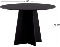 Table de repas ronde ⌀110 cm Bootcut (Noir)