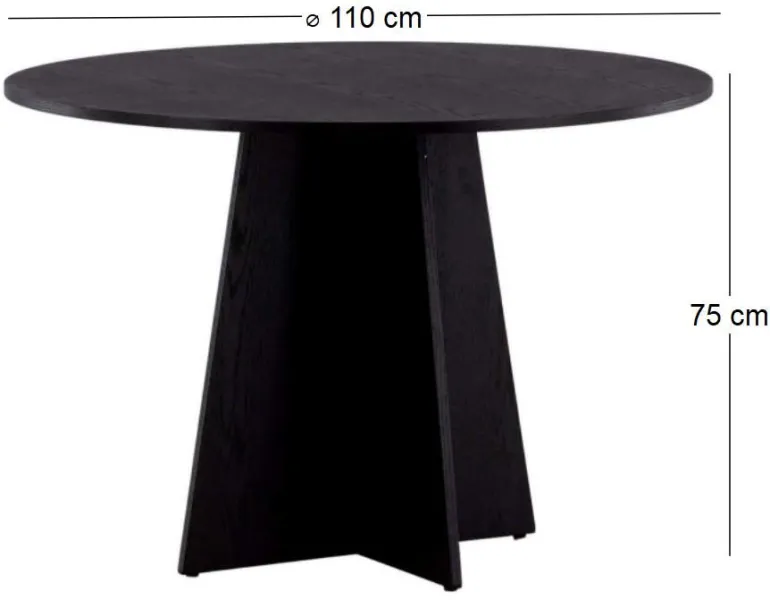 Table de repas ronde ⌀110 cm Bootcut (Noir)