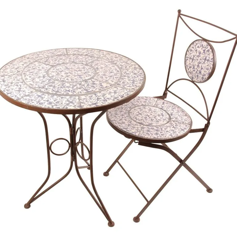 Table en céramique et fer forgé