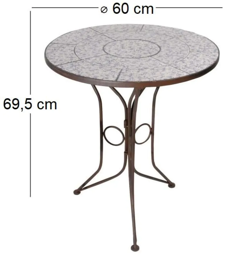 Table en céramique et fer forgé