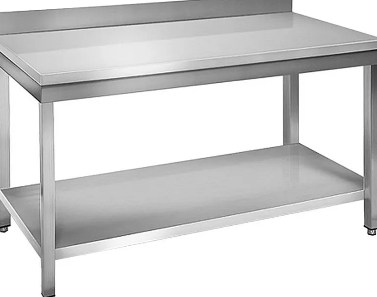 Table à plancha tout inox 2 plateaux (Longueur 120 cm)