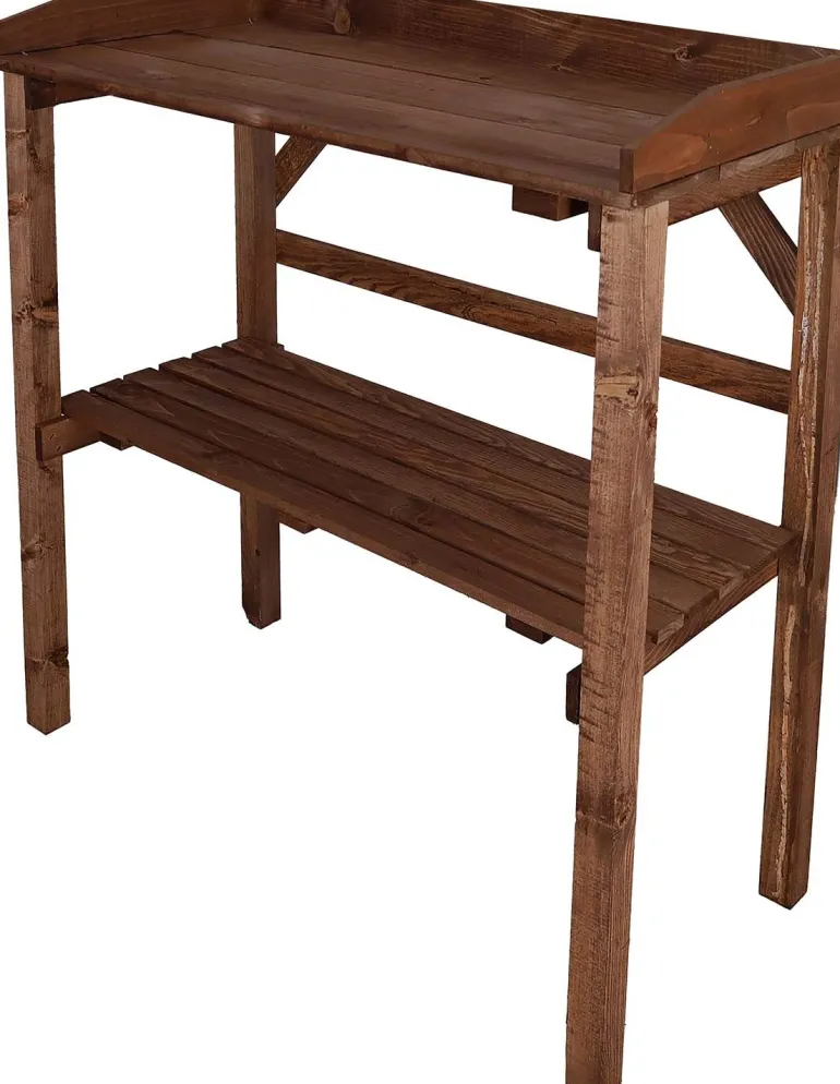 Table à rempoter en pin Nature (Teinté marron)