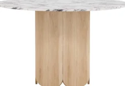 Table repas en MDF Tekla 120 x 75 cm (Naturel et plateau effet marbre)
