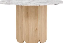 Table repas en MDF Tekla 120 x 75 cm (Naturel et plateau effet marbre)