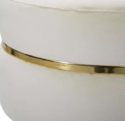Tabouret bas en tissu Paris 35 x 40.5 cm (Crème et doré )