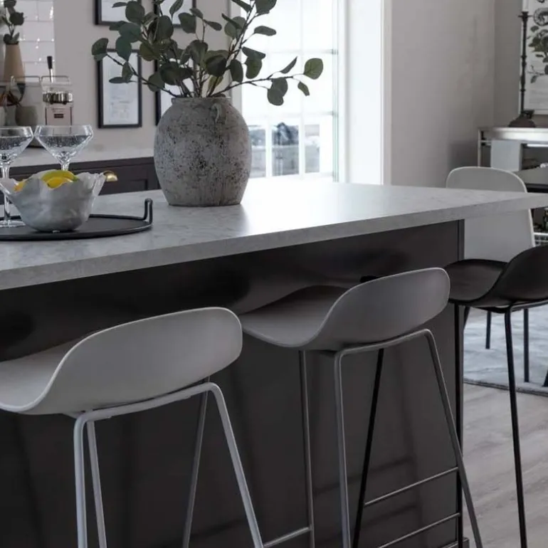 Tabouret de bar en acier et plastique Wave (Lot de 2) (Gris)