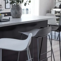 Tabouret de bar en acier et plastique Wave (Lot de 2) (Gris)