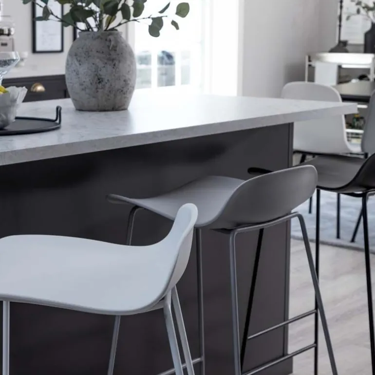 Tabouret de bar en acier et plastique Wave (Lot de 2) (Gris)