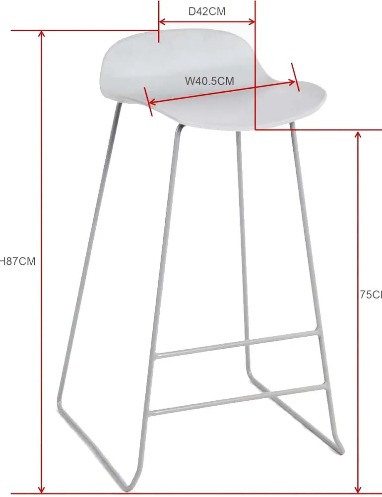 Tabouret de bar en acier et plastique Wave (Lot de 2) (Gris)