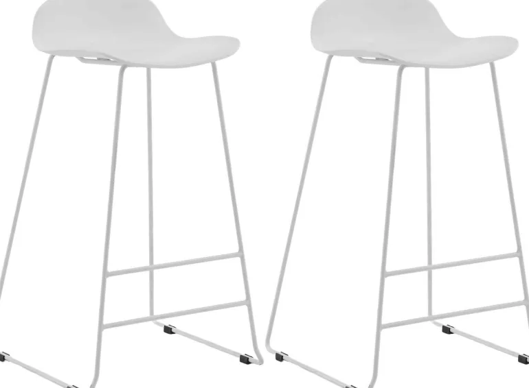 Tabouret de bar en acier et plastique Wave (Lot de 2) (Blanc)