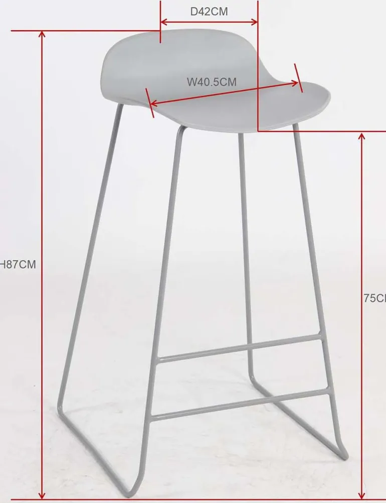 Tabouret de bar en acier et plastique Wave (Gris)
