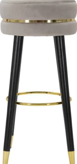 Tabouret de bar en tissu et métal Paris 35 x 74 cm (Argent - Noir et Doré)