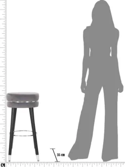 Tabouret de bar en tissu et métal Paris 35 x 74 cm (Gris - Noir et Argent)