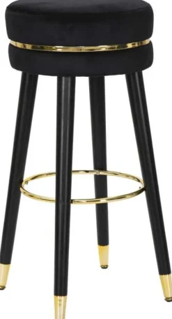 Tabouret de bar en tissu et métal Paris 35 x 74 cm (Noir et Doré)