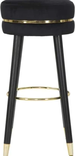Tabouret de bar en tissu et métal Paris 35 x 74 cm (Noir et Doré)
