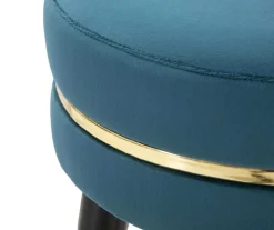 Tabouret de bar en tissu Paris (Bleu - doré et noir)