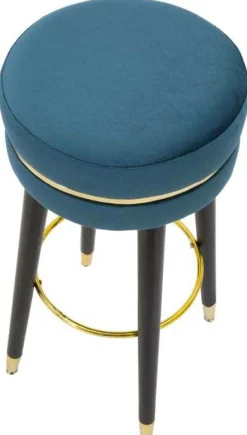 Tabouret de bar en tissu Paris (Bleu - doré et noir)
