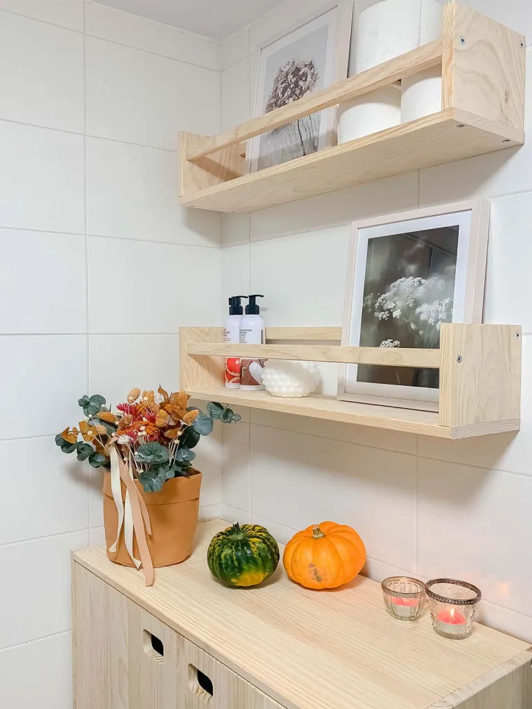 Étagère avec barre centrale en pin Kit Line (80 cm)