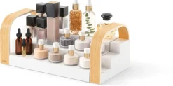Étagère à épices extensible 3 niveaux Bellwood (Blanc et naturel)
