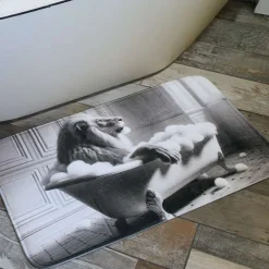 Tapis de bain en polyester Animal 45 x 75 cm (Lion)