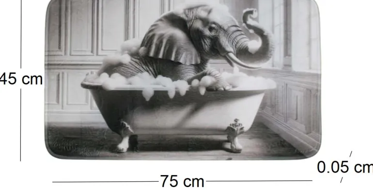 Tapis de bain en polyester Animal 45 x 75 cm (Eléphant)
