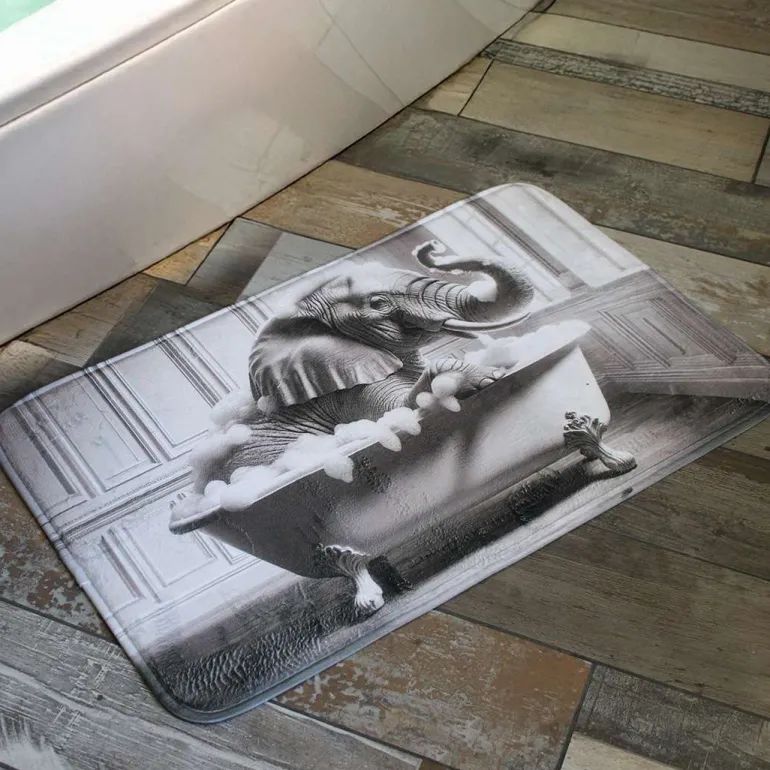 Tapis de bain en polyester Animal 45 x 75 cm (Eléphant)