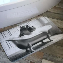 Tapis de bain en polyester Animal 45 x 75 cm (Hippo)
