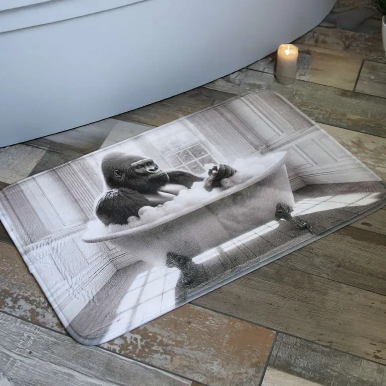 Tapis de bain en polyester Animal 45 x 75 cm (Gorille)
