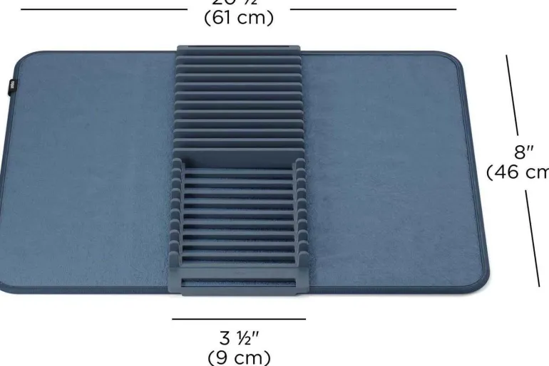 Tapis de séchage vaisselle pliable Udry (Bleu ardoise)