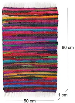 Tapis en coton et polyester rayures colorées 80 x 50 cm