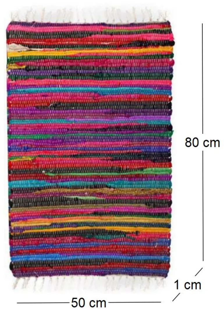 Tapis en coton et polyester rayures colorées 80 x 50 cm