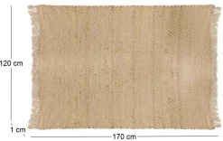 Tapis en toile de jute avec franges 120x170 cm