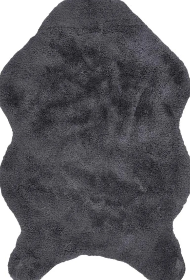 Tapis imitation fourrure poil fin 60x90 cm (Gris)