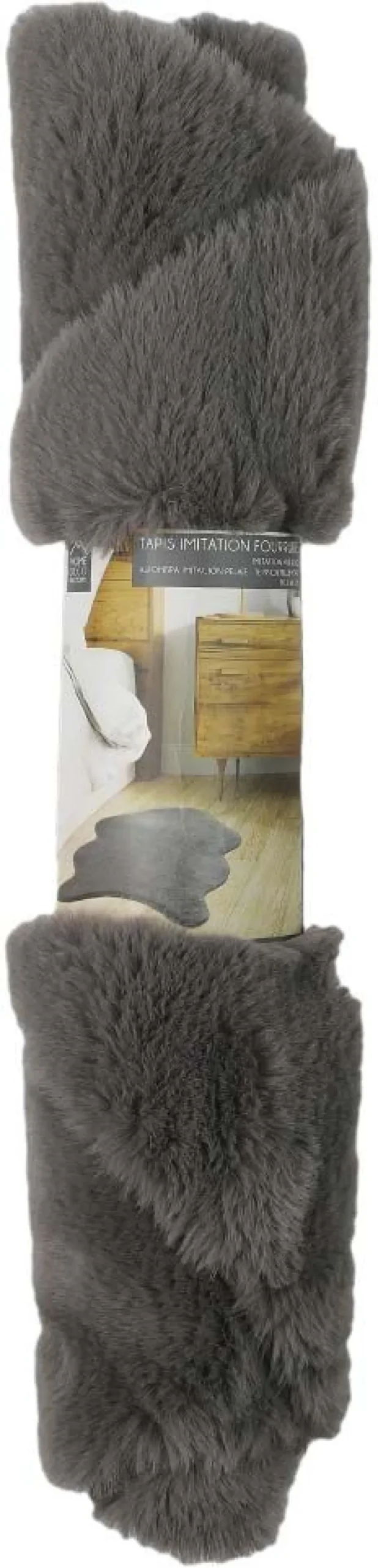 Tapis imitation fourrure poil fin 60x90 cm (Gris)