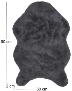 Tapis imitation fourrure poil fin 60x90 cm (Gris)