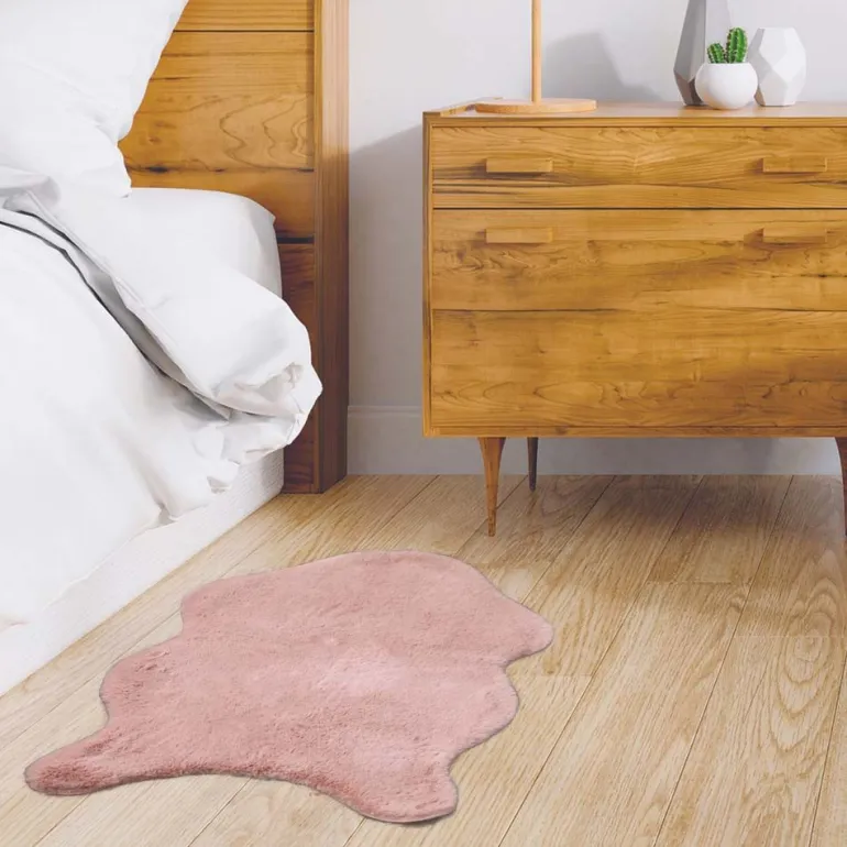 Tapis imitation fourrure poil fin 60x90 cm (Rose poudré)