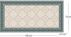 Tapis intérieur carreaux de ciment effet rosaces (140 x 70 cm)